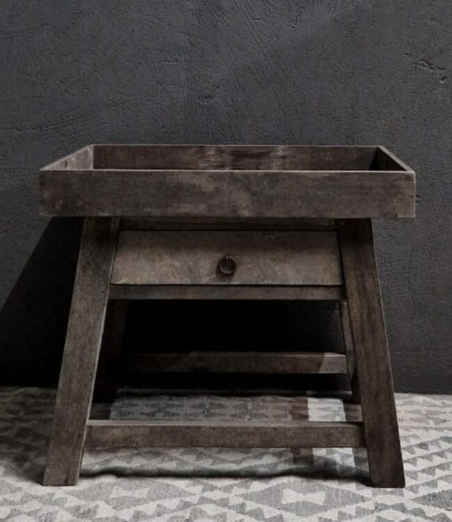 Luksa Home Collection Houten Bijzettafel | Antique Grey | H57xB65xD60 cm