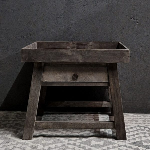 Luksa Home Collection Houten Bijzettafel | Antique Grey | H57xB65xD60 cm