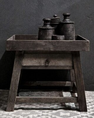 Luksa Home Collection Houten Bijzettafel | Antique Grey | H57xB65xD60