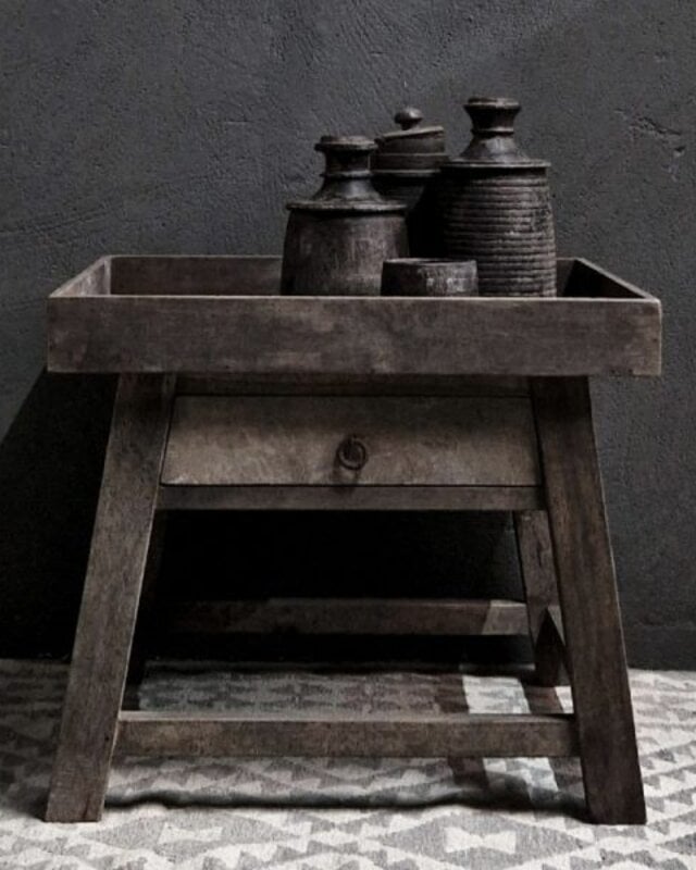 Luksa Home Collection Houten Bijzettafel | Antique Grey | H57xB65xD60 cm