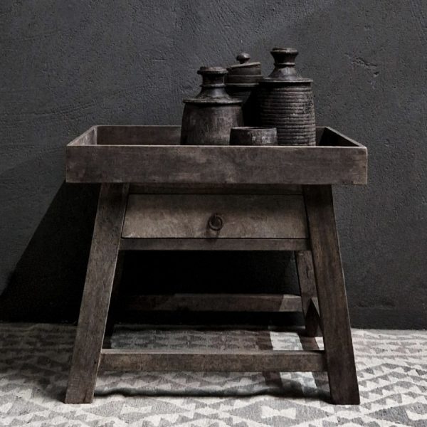 Luksa Home Collection Houten Bijzettafel | Antique Grey | H57xB65xD60 cm