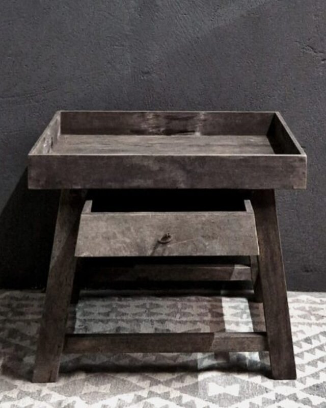 Luksa Home Collection Houten Bijzettafel | Antique Grey | H57xB65xD60 cm