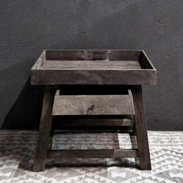 Luksa Home Collection Houten Bijzettafel | Antique Grey | H57xB65xD60 cm