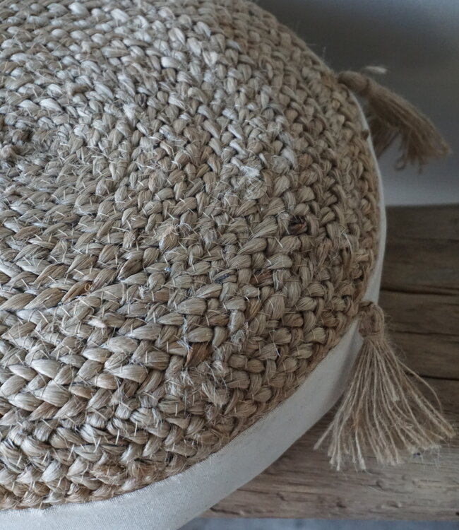 Rene Houtman Rond Vloerkussen | Jute | Ø36 cm