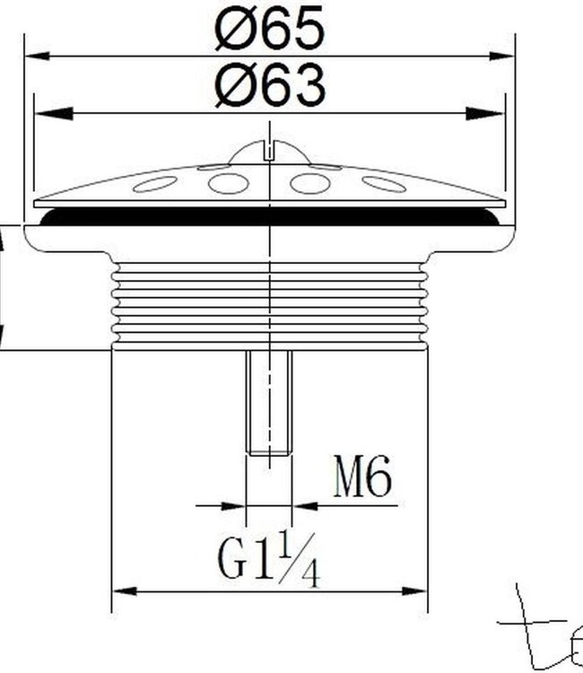 Wiesbaden Korv open afvoerplug rooster 5/4" gunmetal