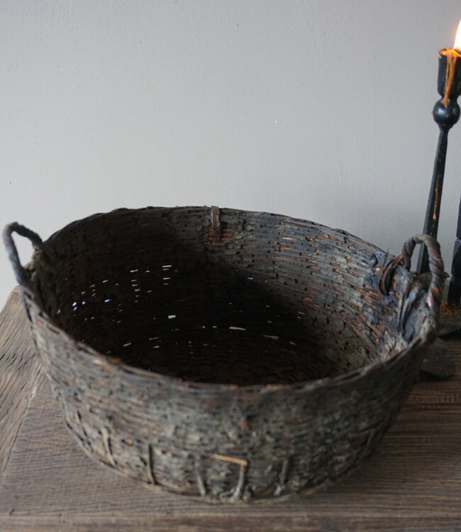 Aura Peeperkorn Gewoven Bamboo Mand Met Hengsels | D36,5 x H19 cm