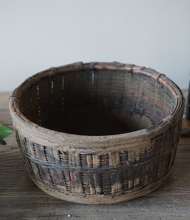 Aura Peeperkorn Gewoven Bamboo Mand | D27,5 x H13 cm