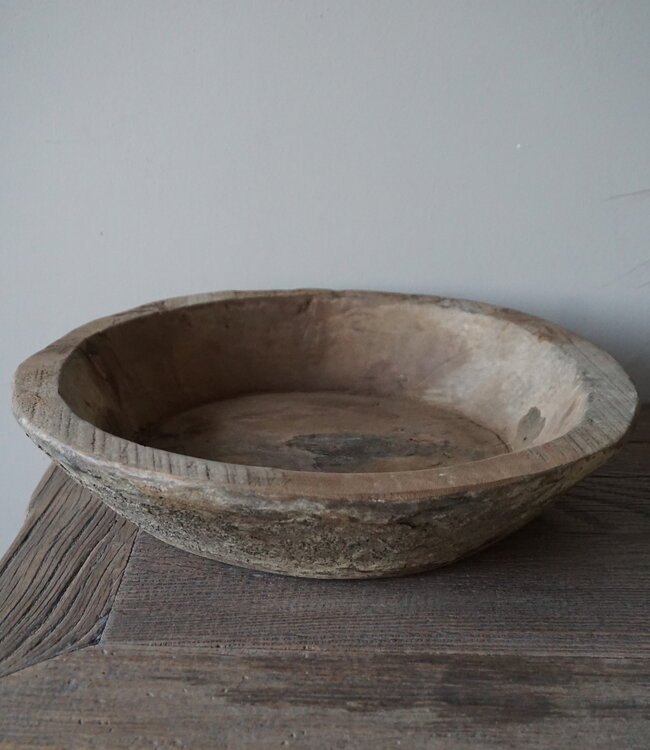 Aura Peeperkorn Oud Houten Schaal Rustiek | D42 x H 9 cm