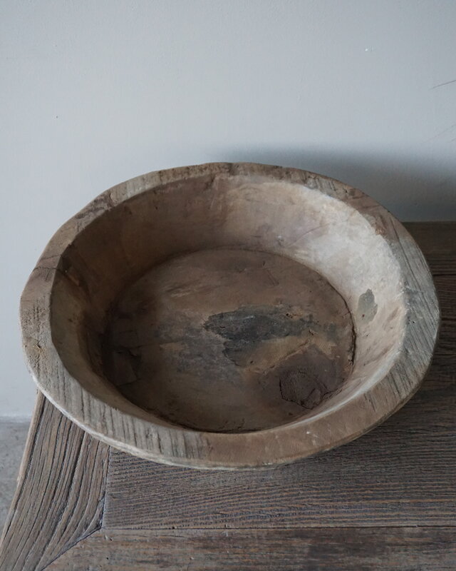 Aura Peeperkorn Oud Houten Schaal Rustiek | D42 x H 9 cm