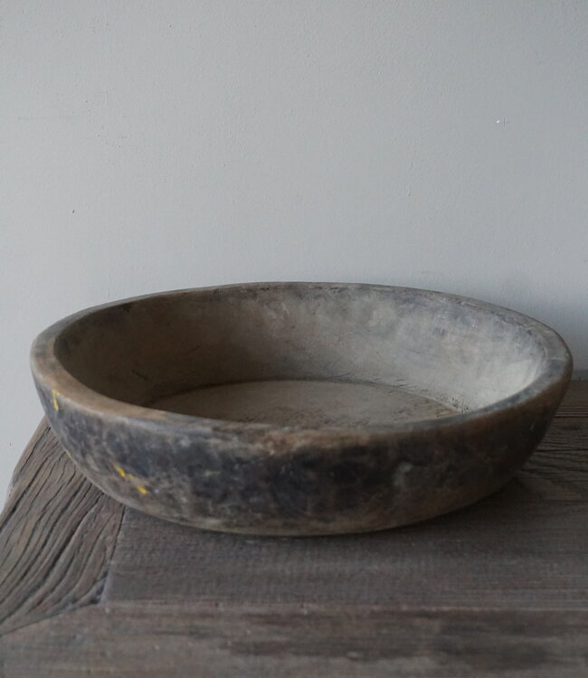 Aura Peeperkorn Oud Houten Schaal Rustiek | D38 x H 9 cm