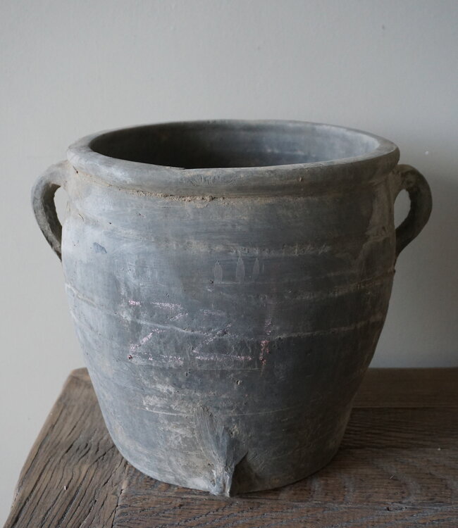 Aura Peeperkorn Rustieke Terracotta Pot Grijs| D26,5 x H27 cm