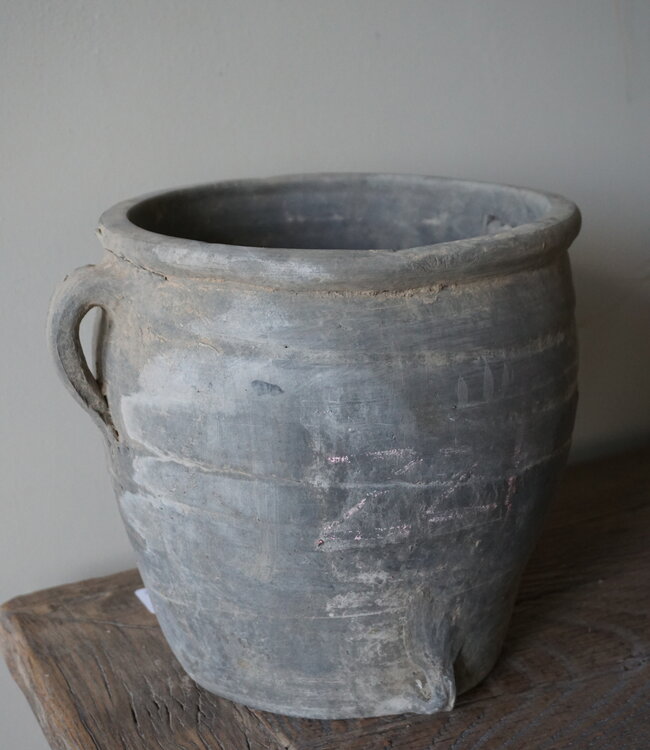Aura Peeperkorn Rustieke Terracotta Pot Grijs| D26,5 x H27 cm