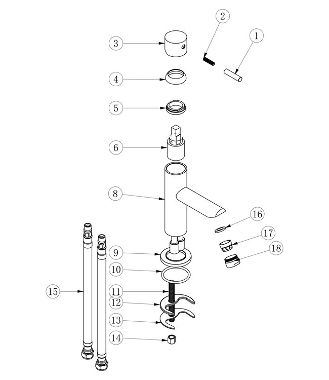 Differnz Fonteinkraan Mengkraan | Recht | Rood Koper
