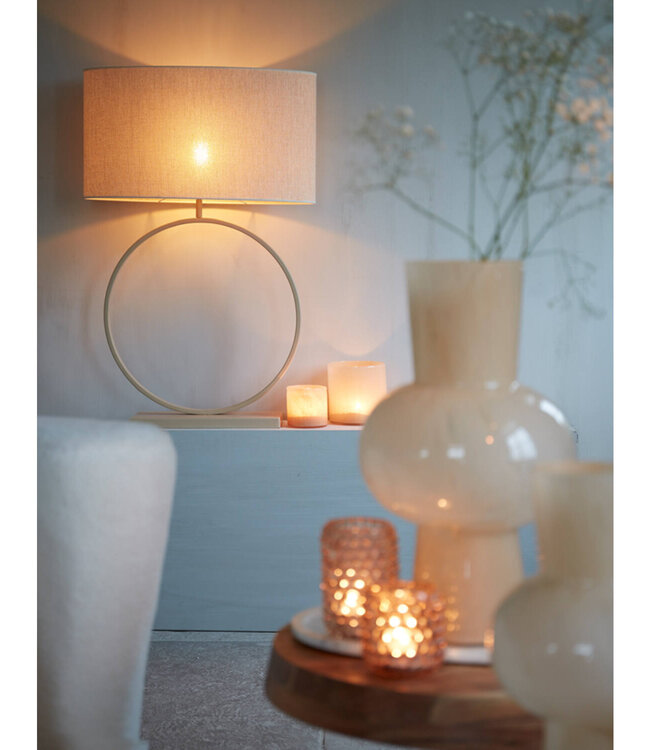 Light&Living Lampenkap Ovaal Recht Smal Parel Wit Breska| Verschillende Maten