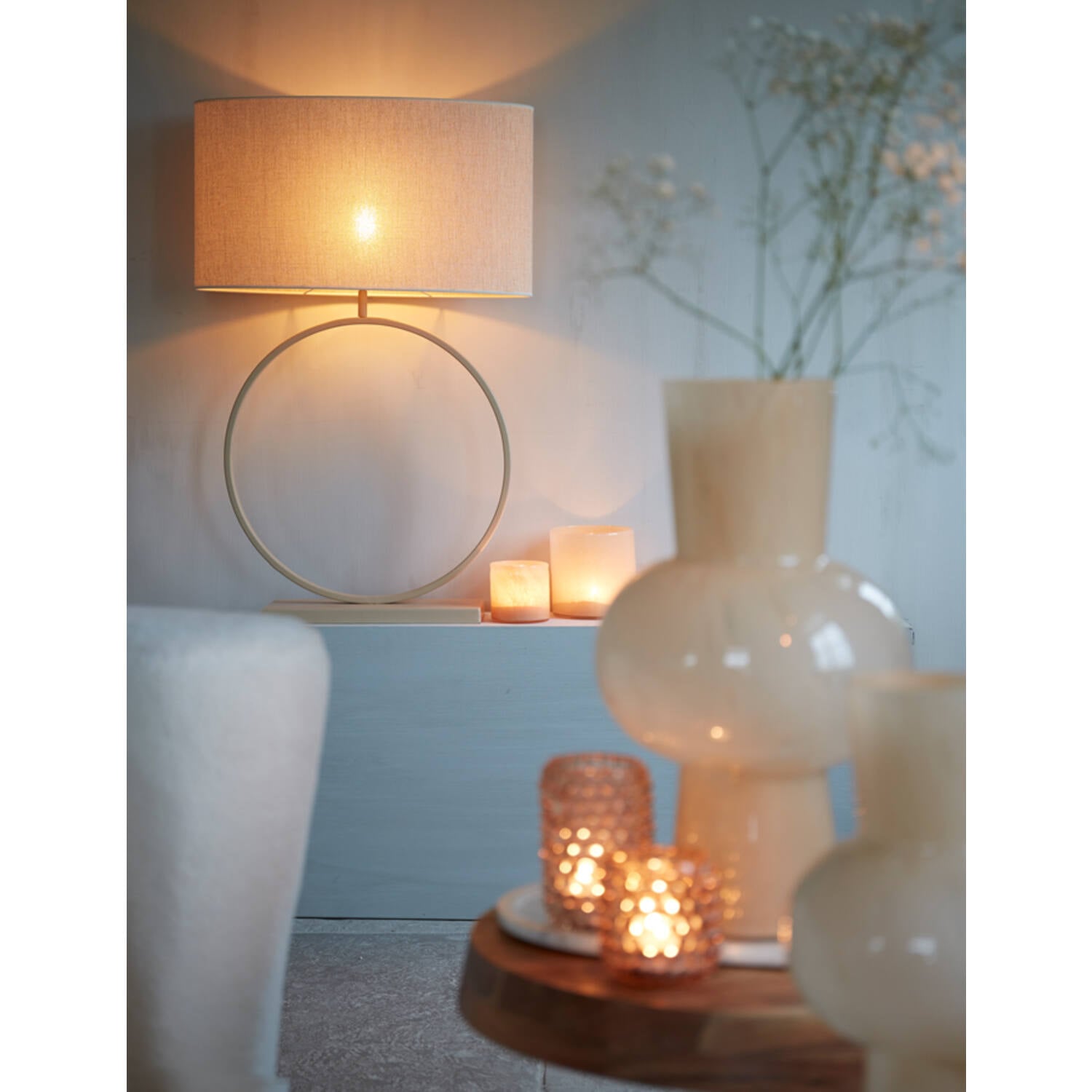 Light&Living Lampenkap Ovaal Recht Smal Parel Wit Breska| Verschillende Maten