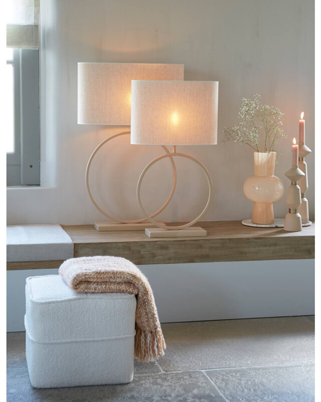 Light&Living Lampenkap Ovaal Recht Smal Parel Wit Breska| Verschillende Maten