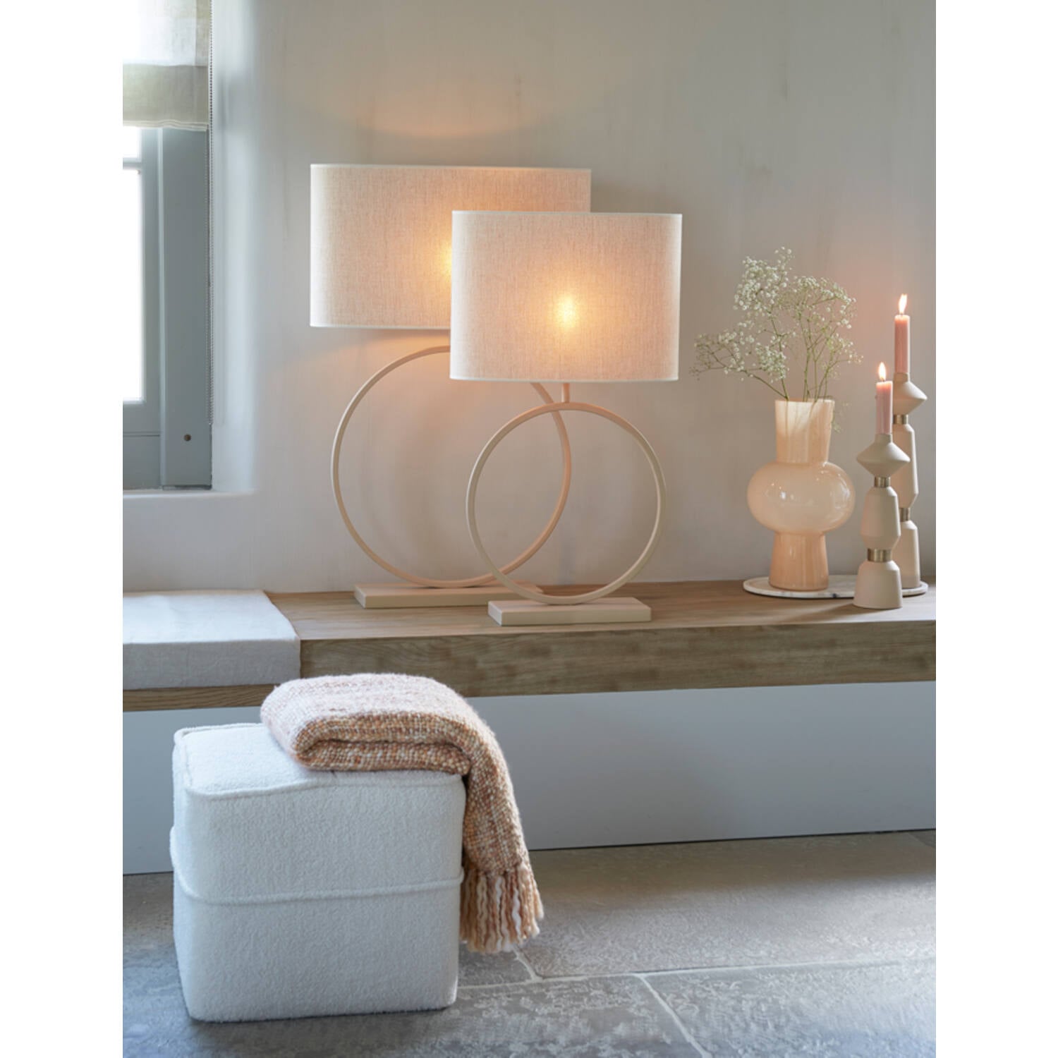 Light&Living Lampenkap Ovaal Recht Smal Parel Wit Breska| Verschillende Maten