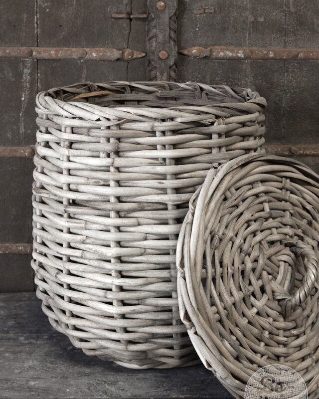 Be-Uniq Set/2 manden met deksel Alina | grey rattan