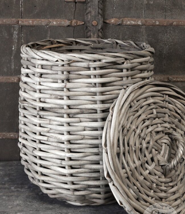 Be-Uniq Set/2 manden met deksel Alina | grey rattan