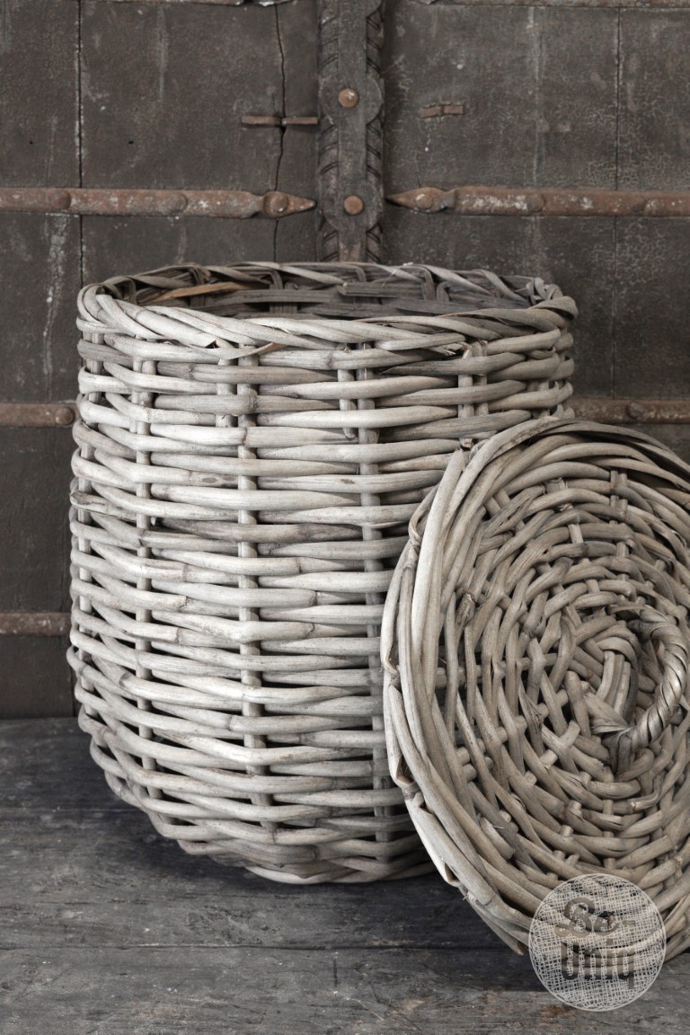 Be-Uniq Set/2 manden met deksel Alina | grey rattan