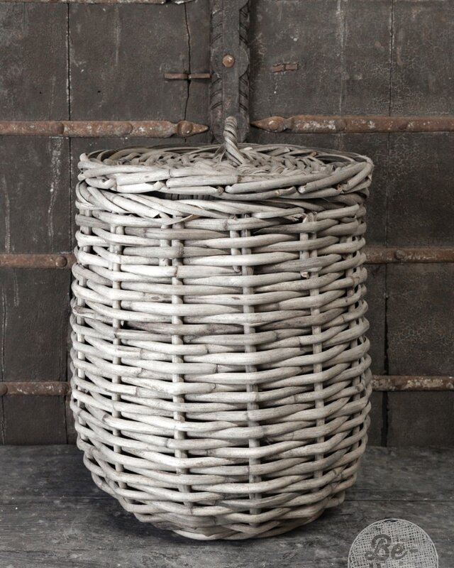 Be-Uniq Set/2 manden met deksel Alina | grey rattan
