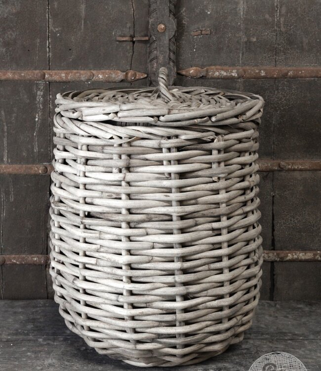 Be-Uniq Set/2 manden met deksel Alina | grey rattan