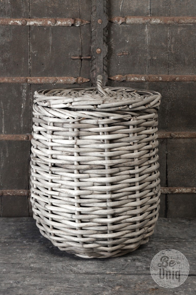 Be-Uniq Set/2 manden met deksel Alina | grey rattan