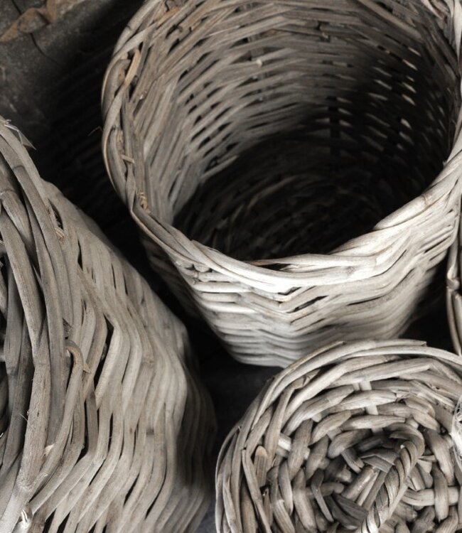 Be-Uniq Set/2 manden met deksel Alina | grey rattan