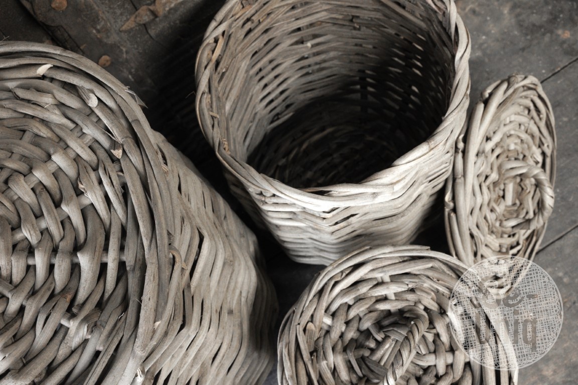Be-Uniq Set/2 manden met deksel Alina | grey rattan