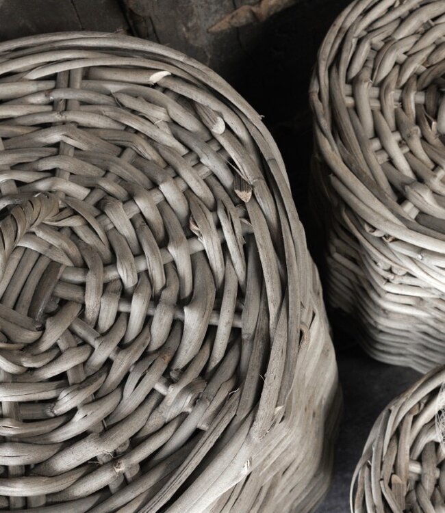 Be-Uniq Set/2 manden met deksel Alina | grey rattan