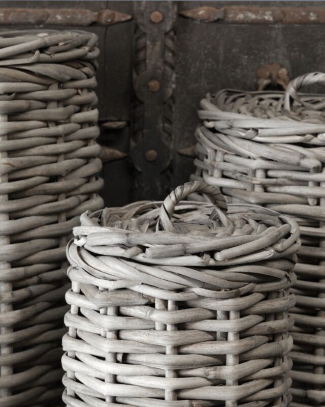 Be-Uniq Set/2 manden met deksel Alina | grey rattan