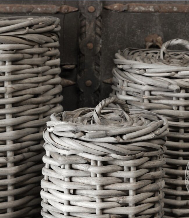 Be-Uniq Set/2 manden met deksel Alina | grey rattan