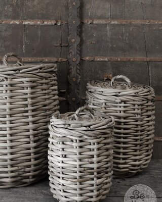Be-Uniq Set/2 manden met deksel Alina | grey rattan