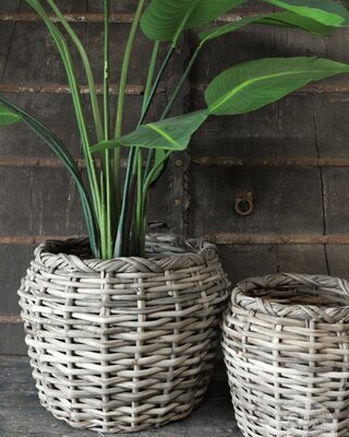 Be-Uniq Set Van 2 Manden Zala | Rattan Grey H40 & H32 Cm