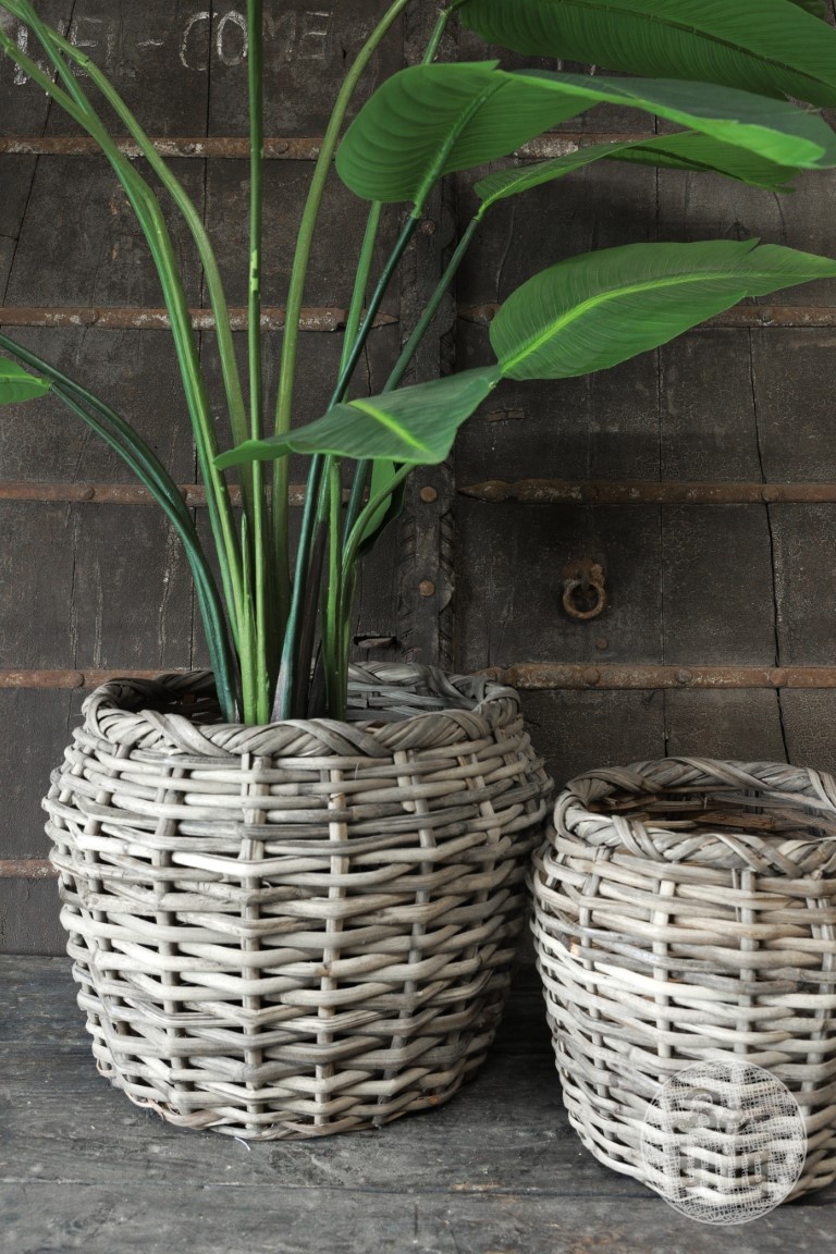 Be-Uniq Set Van 2 Manden Zala | Rattan Grey H40 & H32 Cm