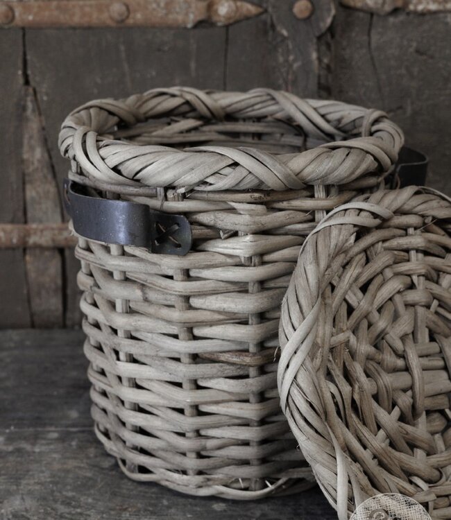 Be-Uniq Set Van 3 Manden Leder Handvat Anour | Grey Rattan