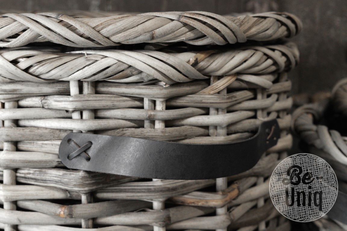 Be-Uniq Set Van 3 Manden Leder Handvat Anour | Grey Rattan