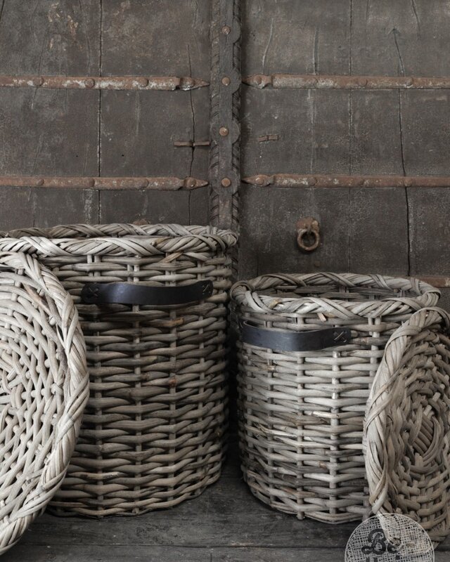 Be-Uniq Set Van 3 Manden Leder Handvat Anour | Grey Rattan