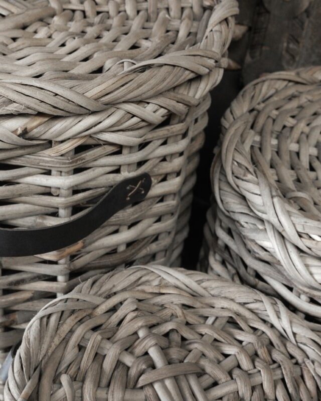 Be-Uniq Set Van 3 Manden Leder Handvat Anour | Grey Rattan