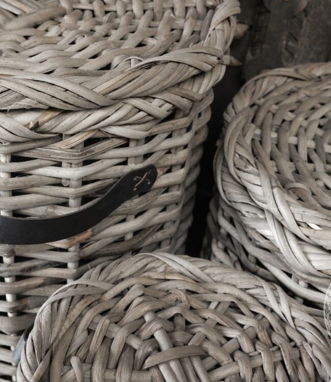 Be-Uniq Set Van 3 Manden Leder Handvat Anour | Grey Rattan