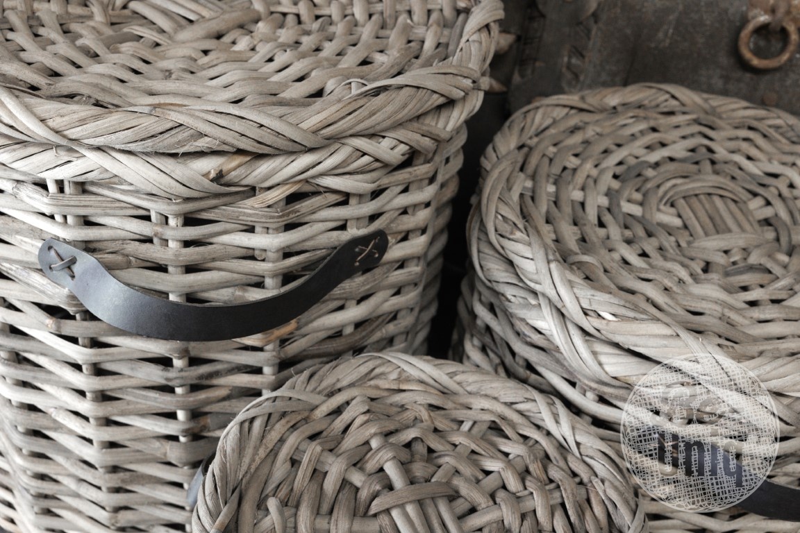 Be-Uniq Set Van 3 Manden Leder Handvat Anour | Grey Rattan