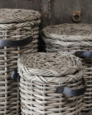 Be-Uniq Set Van 3 Manden Leder Handvat Anour | Grey Rattan