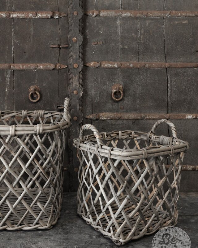 Be-Uniq Set Van 2 Opbergmanden Dionne | Grey Rattan