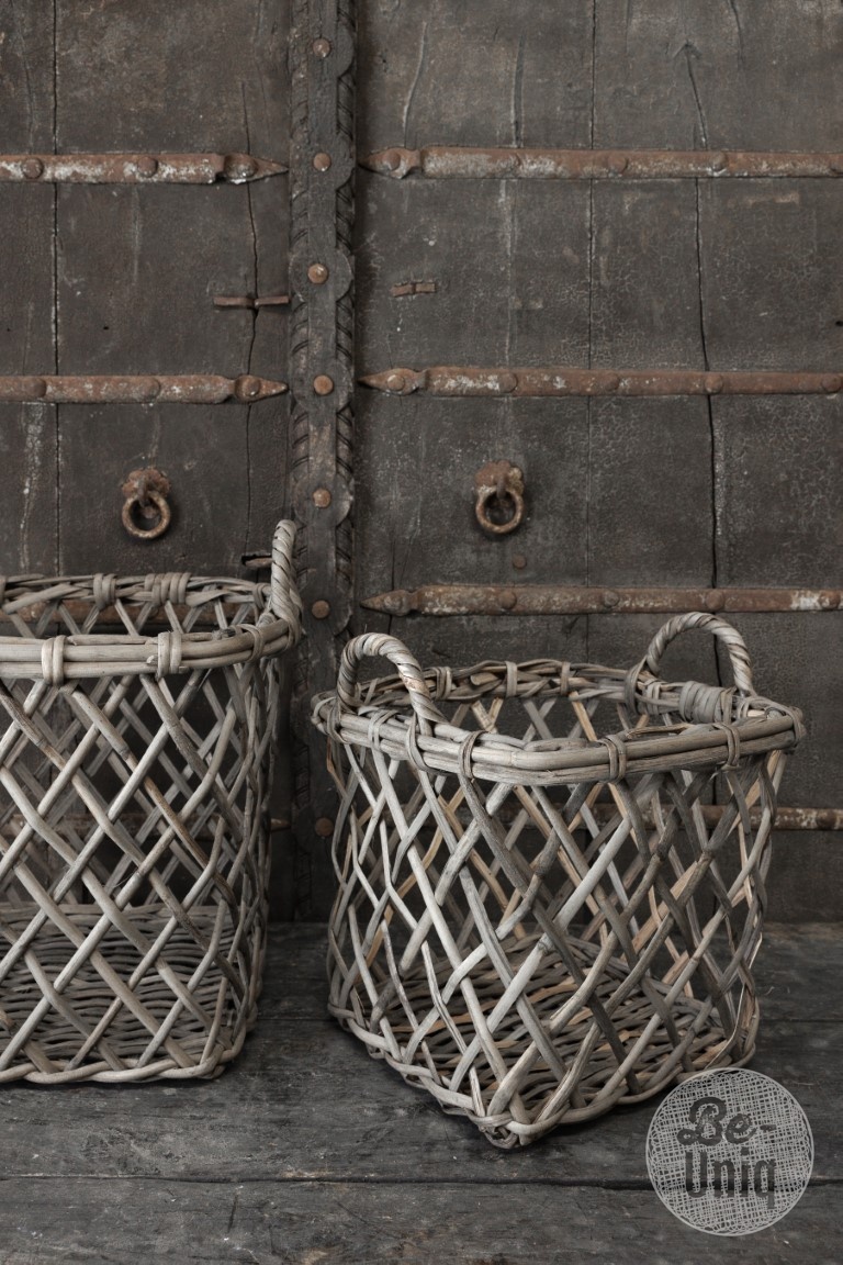 Be-Uniq Set Van 2 Opbergmanden Dionne | Grey Rattan