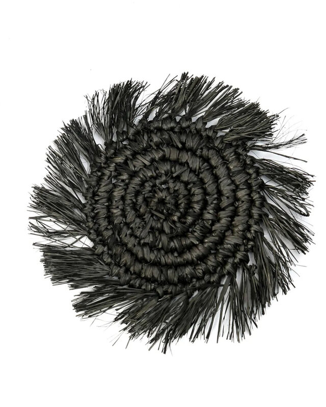 Bazar Bizar De Fringe Raffia Onderzetter - Zwart