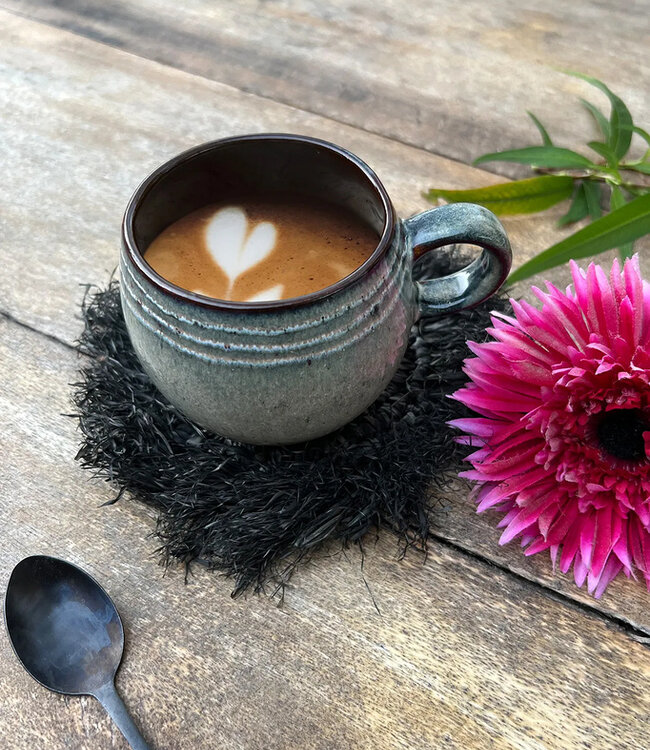 Bazar Bizar De Fringe Raffia Onderzetter - Zwart