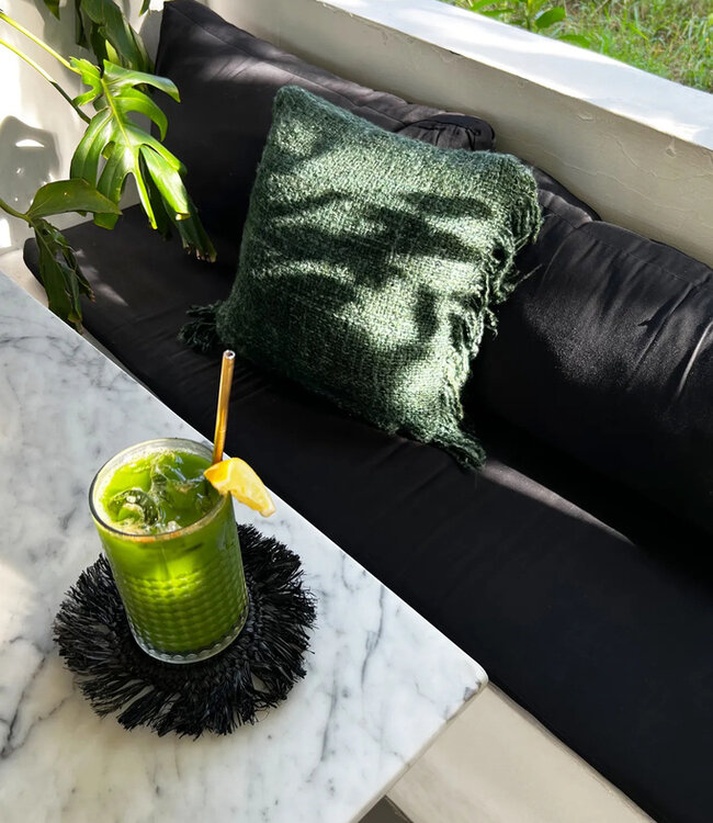 Bazar Bizar De Fringe Raffia Onderzetter - Zwart