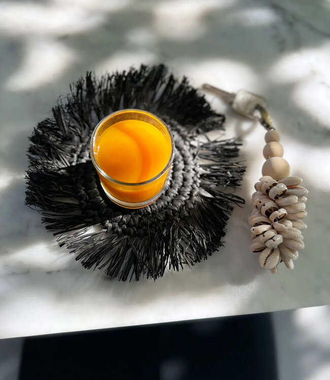 Bazar Bizar De Fringe Raffia Onderzetter - Zwart