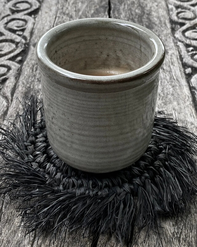 Bazar Bizar De Fringe Raffia Onderzetter - Zwart