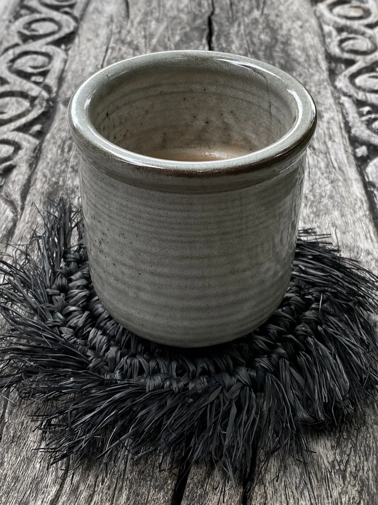 Bazar Bizar De Fringe Raffia Onderzetter - Zwart